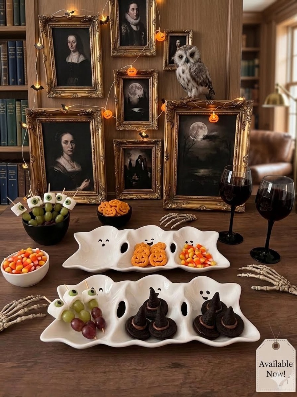 White Ceramic Ghost Divided Serving Tray (Pick One)